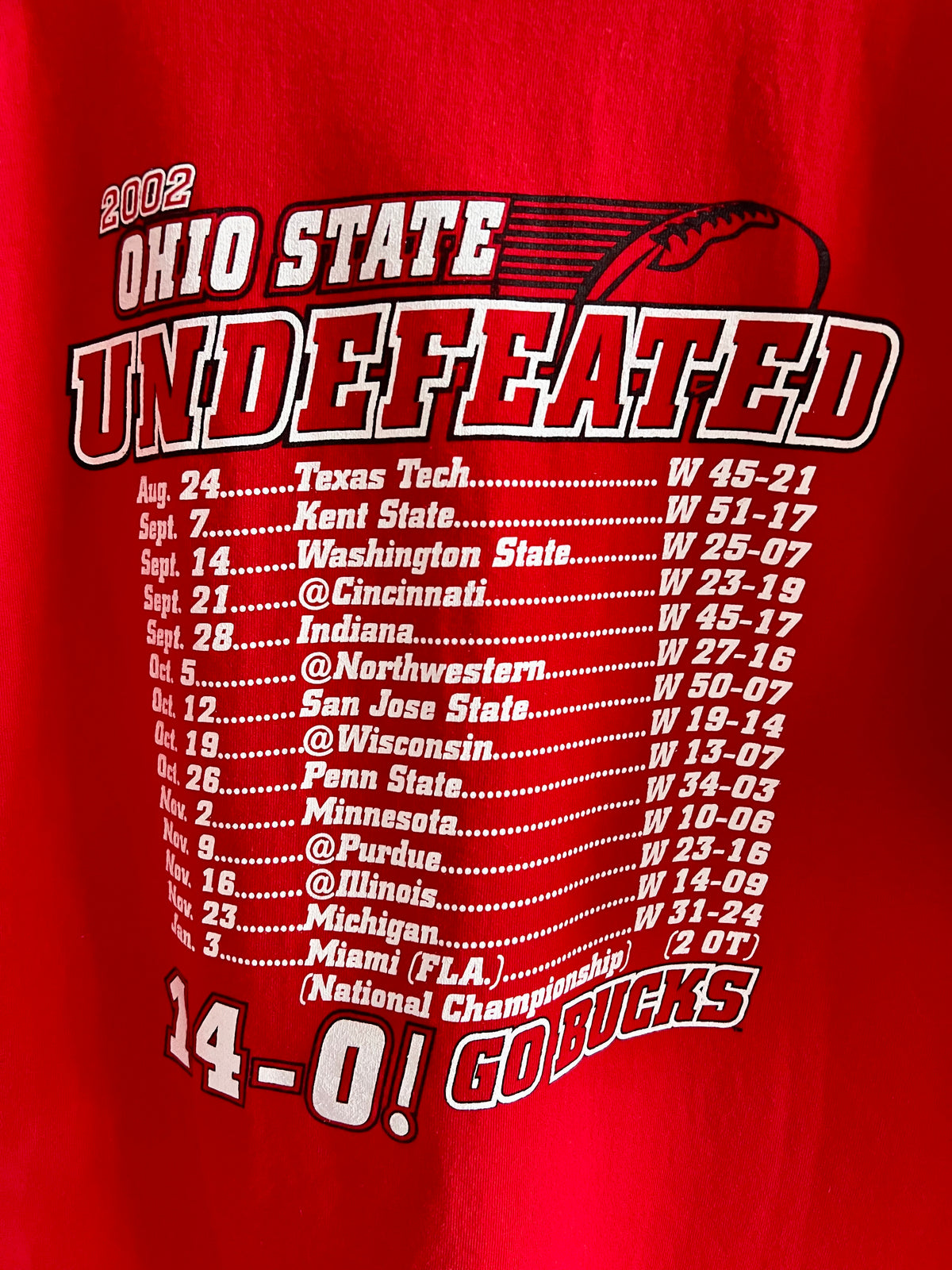 Vintage Ohio State University Football National Champions ’02 T-Shirt – XL