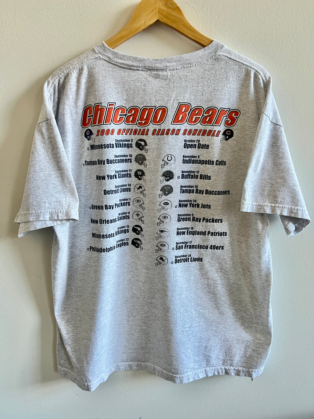 Vintage Chicago Bears Schedule ’00 T-Shirt – L/XL