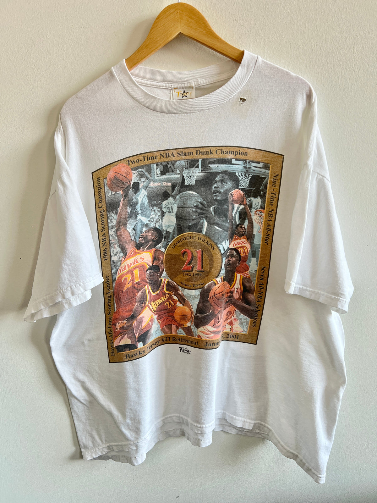 Vintage Dominique Wilkins Atlanta Hawks Retirement Coca-Cola ’94 T-Shirt – XL/XXL