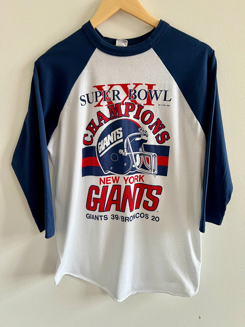 Vintage New York Giants Super Bowl XXI Champions ’87 Lightweight 3/4-Sleeve Shirt – M