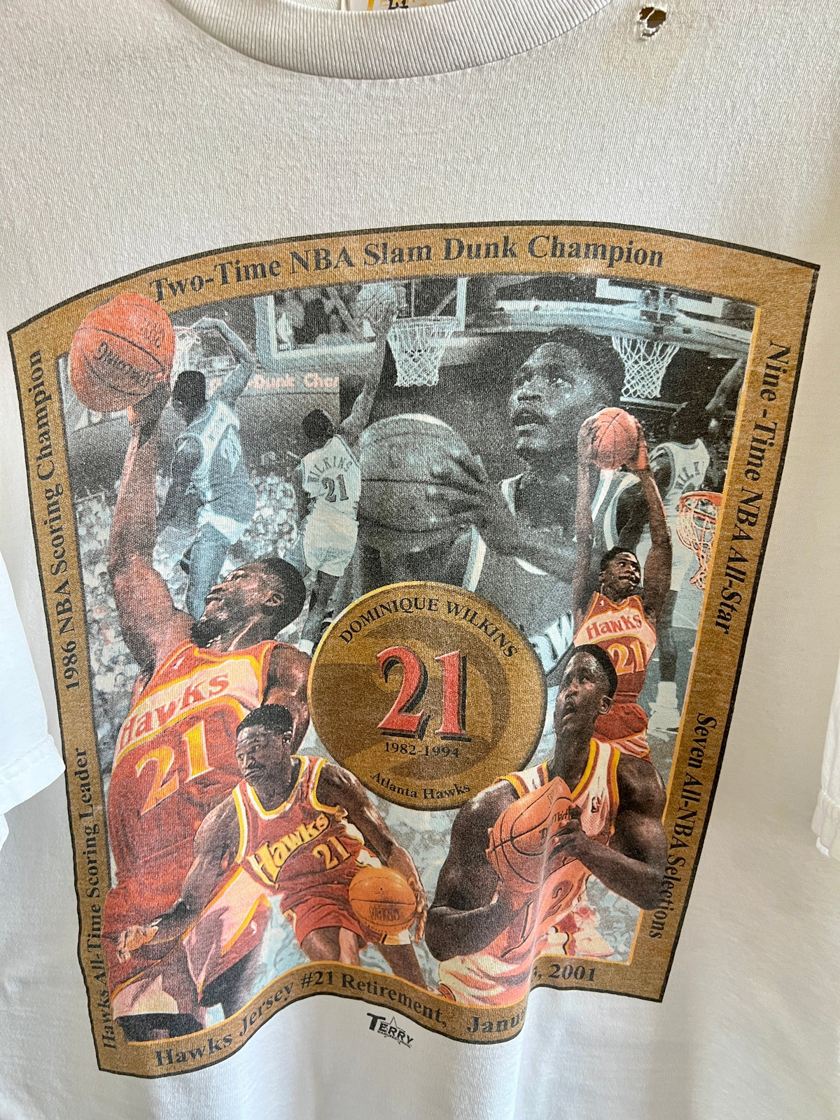 Vintage Dominique Wilkins Atlanta Hawks Retirement Coca-Cola ’94 T-Shirt – XL/XXL