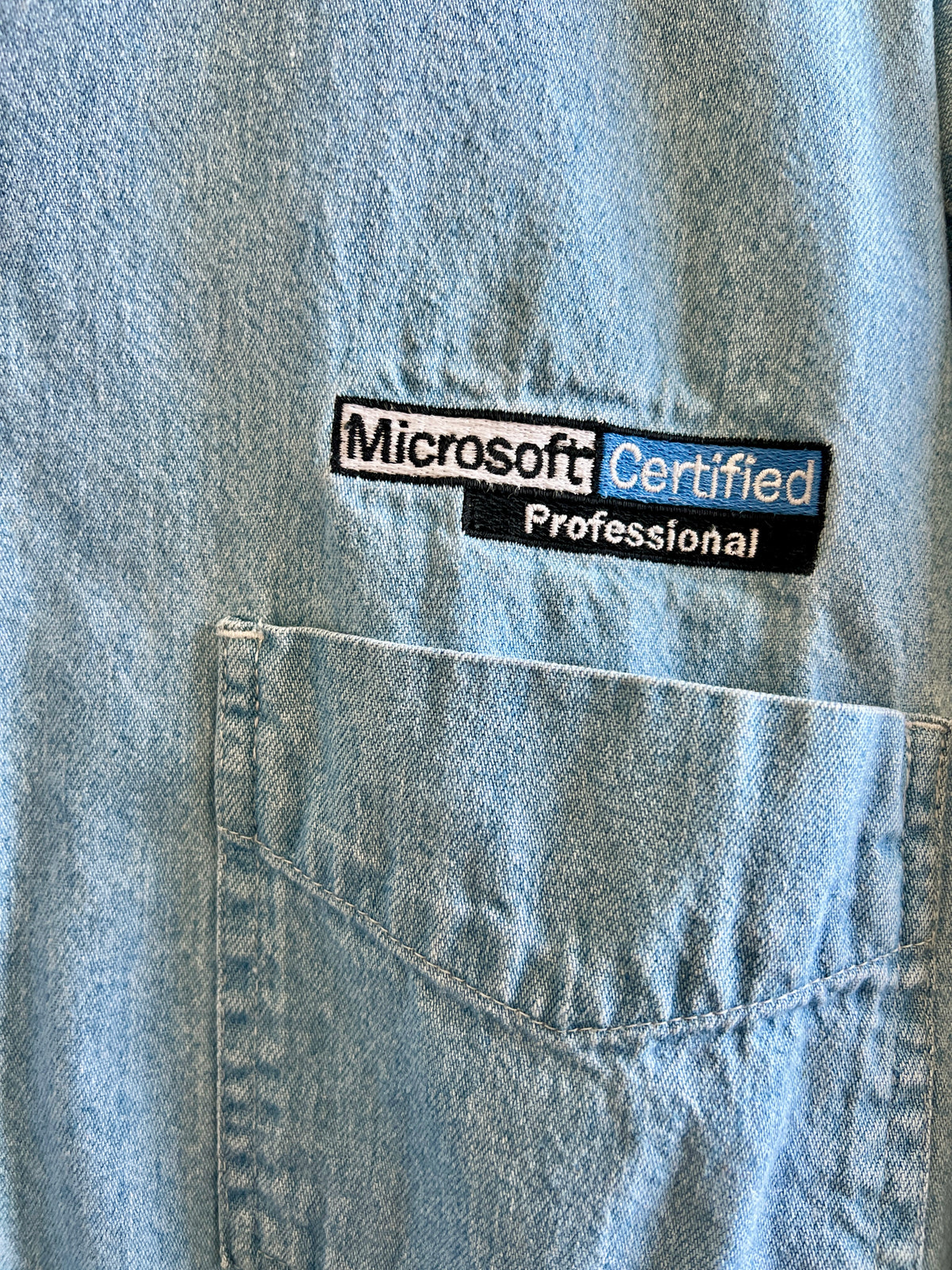 Vintage Microsoft Certified Professional ’00s Denim Button-Down Shirt – L
