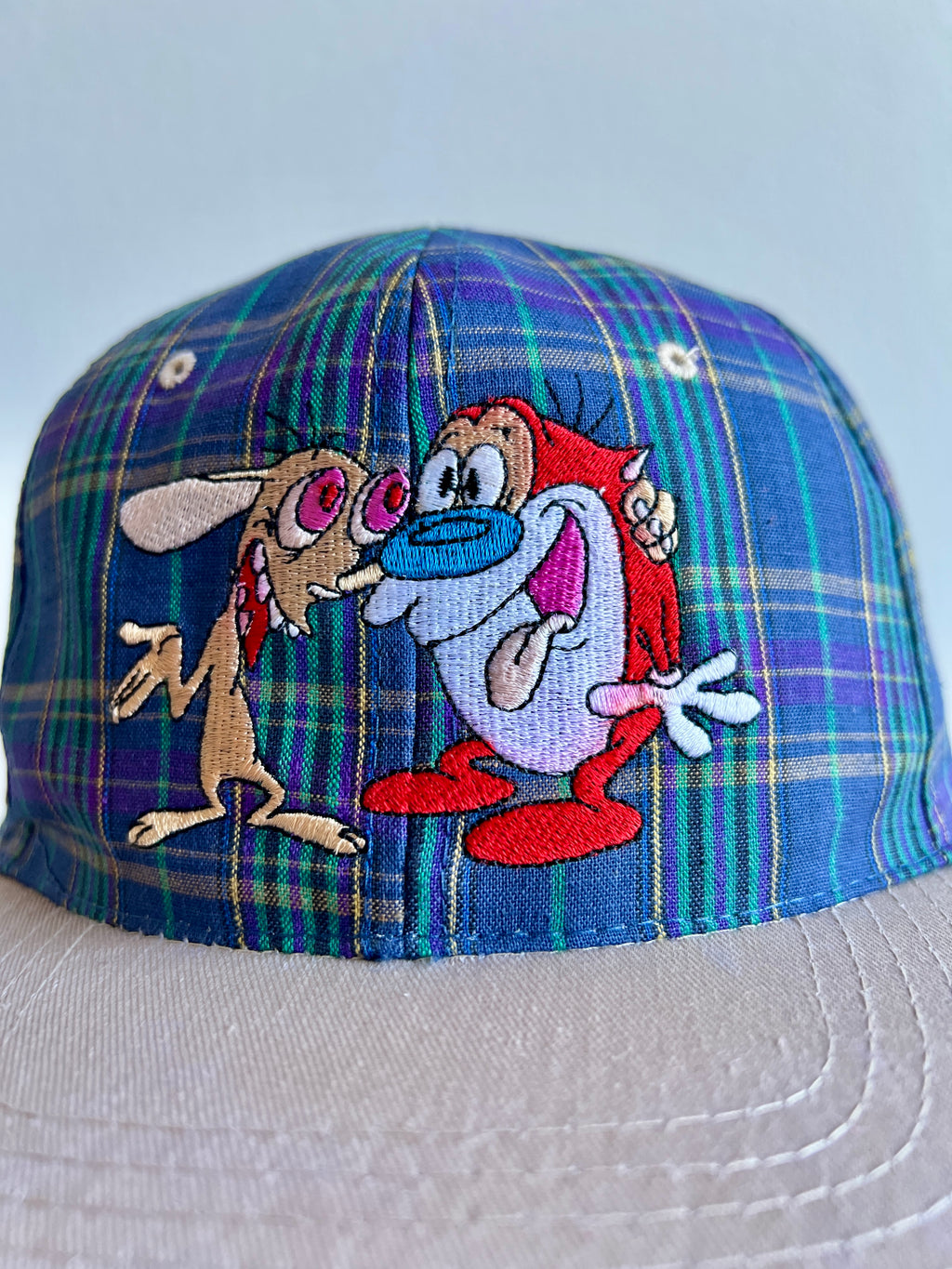 Vintage Nickelodeon Ren & Stimpy ’90s Plaid Snapback Hat