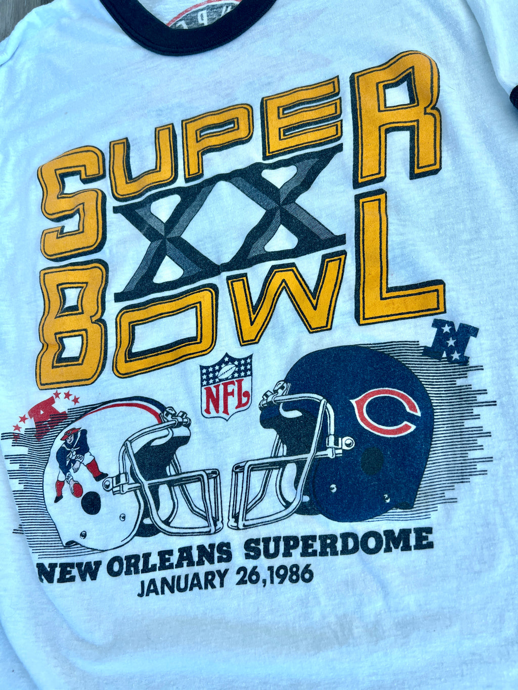 Vintage Super Bowl XX Chicago Bears vs New England Patriots '86 T-Shirt - M